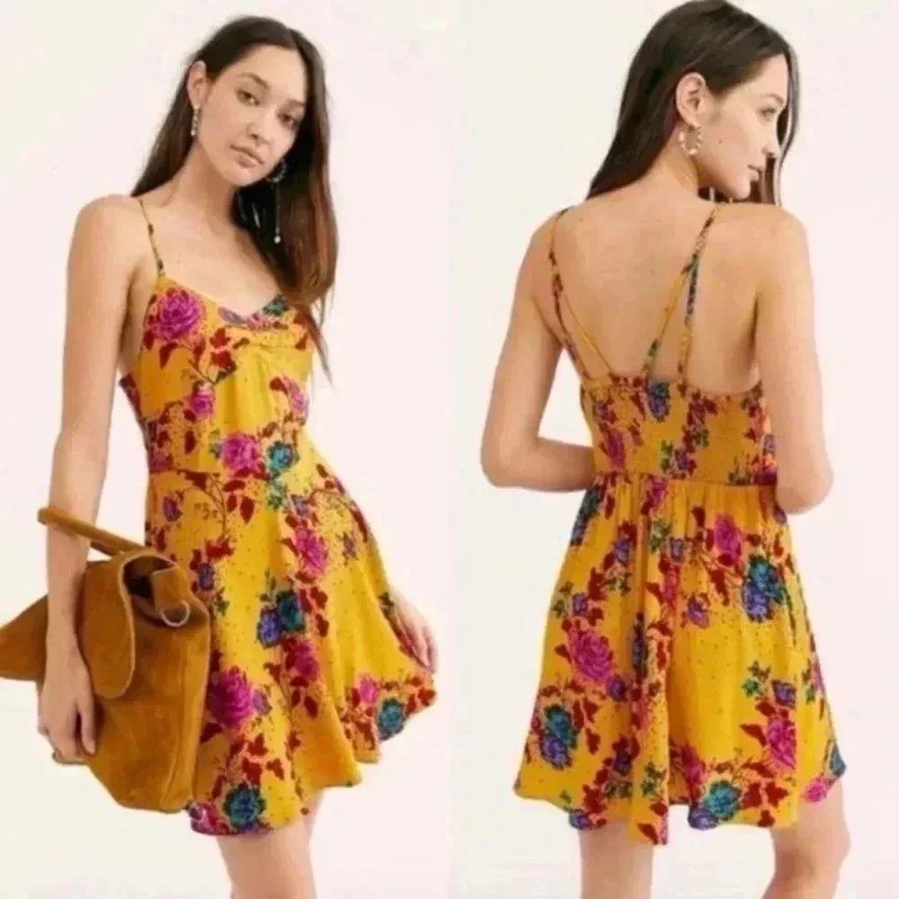Free People The Perfect Floral Fit and Flare Mini Size XS Tropical Beachy